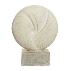 Fibre Clay Statue Round with Base Off White