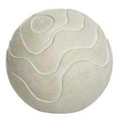 Fibre Clay Statue Round Wave Off White