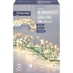 Premier ULTRABRIGHT Garland with 430 LED Warm White on Green Wire