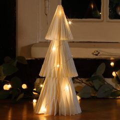 NOMA Honeycomb Tree with Warm White Wire Lights Cream 30cm