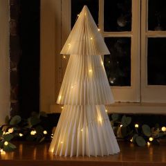 NOMA Honeycomb Tree with Warm White Wire Lights Cream 60cm