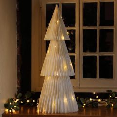 NOMA Honeycomb Tree with Warm White Wire Lights Cream 90cm