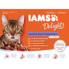 Iams Cat Pouch Land & Sea Collection in Gravy 12 Pack