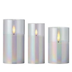 Kaemingk LED Candle Glass Cylinder Set Iris 7.5cm (Set of 3)