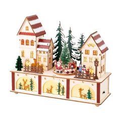 Kaemingk Wooden Scenery 22cm Reindeer & Santa