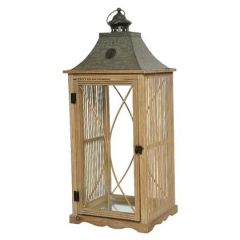 Lantern Firwood Natural W Panelling Large - Kaemingk