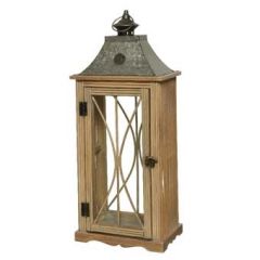 Lantern Firwood Natural W Panelling Small - Kaemingk