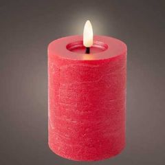 Kaemingk LED Flat Top Candle 7x11cm Christmas Red