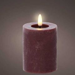 Kaemingk LED Flat Top Candle 7x11cm Oxblood