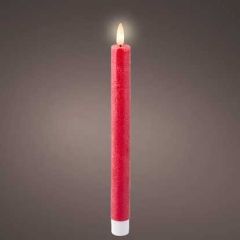 Kaemingk LED Flat Top Dinner Candle 24.5cm (Box of 2) Christmas Red