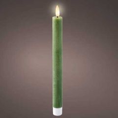 Kaemingk LED Flat Top Dinner Candle 24.5cm (Box of 2) Green