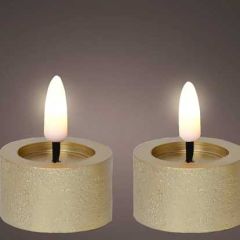 Kaemingk LED Flat Top Tealight 4.4x5.2cm Gold