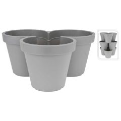 Stackable Flowerpot Trio Light Grey