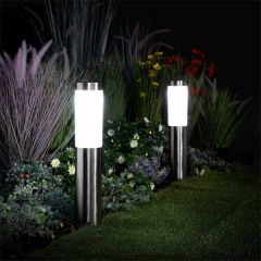 NOMA Maxi Frosted Stainless Steel Bollard Set of 2 Connectable Lights