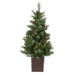 Bosk Hazlenut Pine Porch Tree with 100 Warm White LEDs - 4ft