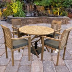 Bramblecrest Richmond Teak 4 Seat Dining Set with 110cm Round Table & Parasol