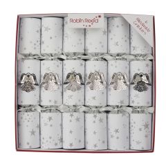 Robin Reed Signature Cracker Set of 6 Jewel Angel Silver