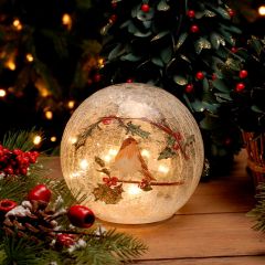 Lit Crackle Effect Ball 20cm Robin
