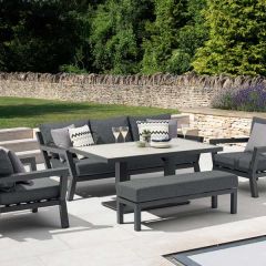 Bramblecrest San Marino 3 Seat Sofa Set W Rect Piston Ceramic Table Bench & 2 Sofa Chairs