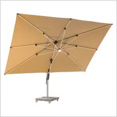 Worcester Rectangle Side Post Parasol W LEDs & Cover Sand W Base