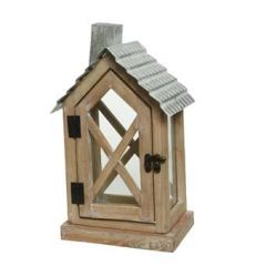 Lantern Firwood Natural W Roof Small - Kaemingk