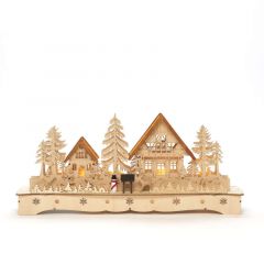 Wooden Village with Snowman Silhouette - Konstsmide