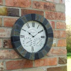 Stonegate Wall Clock & Thermometer 14&quot; - Smart Solar
