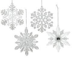 Plastic Silver Snowflake 13.5cm (4 Assorted) - Kaemingk