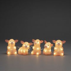 Konstmide Acrylic Set of 5 Pink Pigs Warm White LED (IP20)