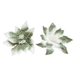 Poinsettia Velvet White/Green  - Kaemingk