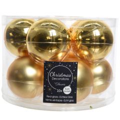 Glass Bauble Tube of 10 (6cm) Light Gold - Kaemingk