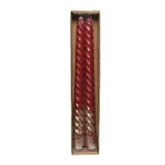 Spiral Candles W Glitter 2 Pack Christmas Red - Kaemingk