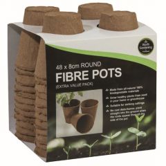 Worth Gardening 48 8cm Round Fibre Pots (Extra Value Pack)