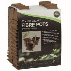 Worth Gardening 80 6cm Square Fibre Pots (Extra Value Pack)