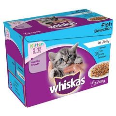 Whiskas 2-12 Months Kitten Fish Selection in Jelly  12 Pack