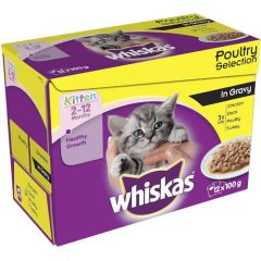 Whiskas 2-12 Months Kitten Poultry Selection in Jelly 12 Pack