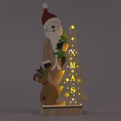 Snowtime Wooden Santa & Tree 29cm (Battery Operated)