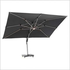 Worcester Rectangle Side Post Parasol W LEDs & Cover Grey W Base