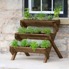 Zest Stepped Herb Planter in Brown