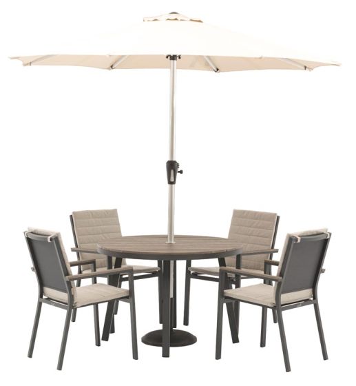 Bramblecrest Zurich Seat Set W 110cm Dining Table Parasol