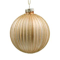 Gisela Graham Pale Gold Ribbed Glass Ball