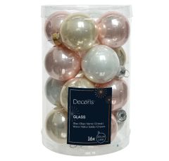 Kaemingk Glass Bauble Tube of 6 (8cm) Blush Pink/Pistachio