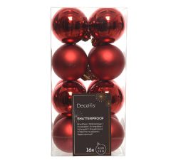 Kaemingk Shatterproof Box of 16 (4cm) Christmas Red