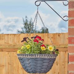 Smart Garden 14in Tulsa Faux Rattan Hanging Basket