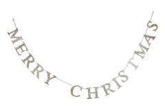Gisela Graham Merry Christmas Garland Gold Glitter