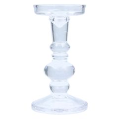 Gisela Graham Clear Glass Ball Candlestick Large