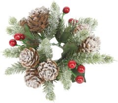 Gisela Graham Candle Ring Frosted Fir/Red Berry Small