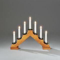Konstsmide 7 Light Wooden Candlestick - Oak