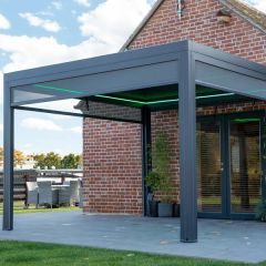 Belfort Pergola 3x3m with Curtains & LEDs Charcoal