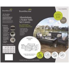 Bramblecrest Cover Aluminium 3 Seat sofa with 2 x Sofa Chairs, Rectangle Casual Dining Table & Bench Set